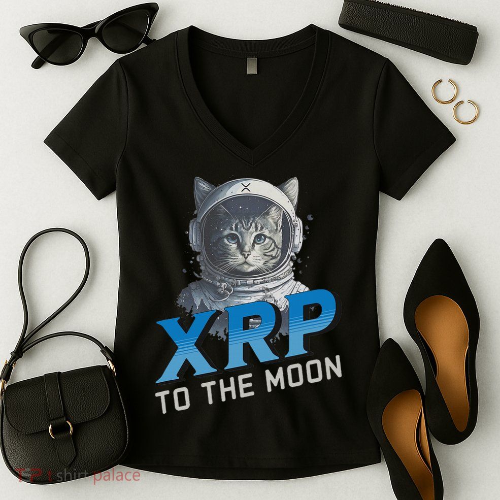 Xrp To The Moon Crypto Merchandise Women's V-Neck T-Shirt