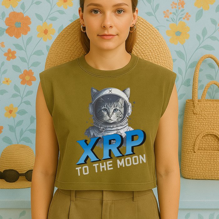 Xrp To The Moon Crypto Merchandise Garment-Dyed Women's Muscle Tee