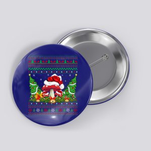 Xmas Tree Ugly Santa Hat Mushroom Christmas Funny Gift Button