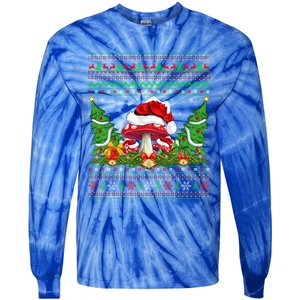 Xmas Tree Ugly Santa Hat Mushroom Christmas Funny Gift Tie-Dye Long Sleeve Shirt