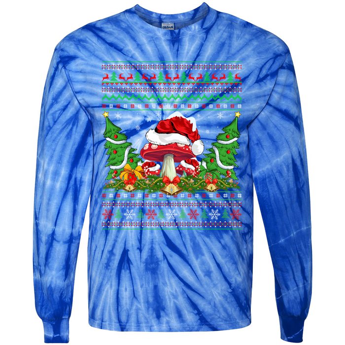 Xmas Tree Ugly Santa Hat Mushroom Christmas Funny Gift Tie-Dye Long Sleeve Shirt