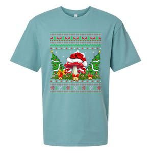 Xmas Tree Ugly Santa Hat Mushroom Christmas Funny Gift Sueded Cloud Jersey T-Shirt