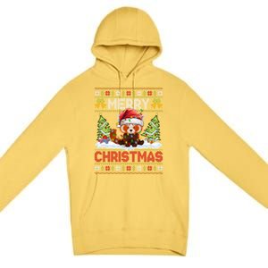 Xmas Tree Ugly Santa Hat Red Panda Christmas Great Gift Premium Pullover Hoodie