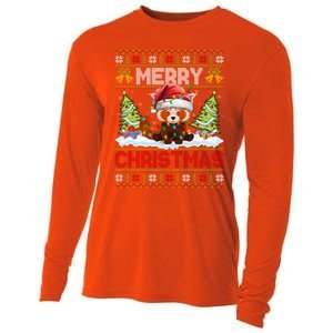 Xmas Tree Ugly Santa Hat Red Panda Christmas Great Gift Cooling Performance Long Sleeve Crew