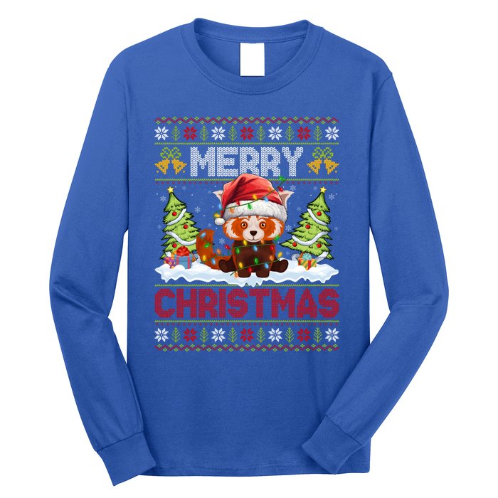 Xmas Tree Ugly Santa Hat Red Panda Christmas Great Gift Long Sleeve Shirt