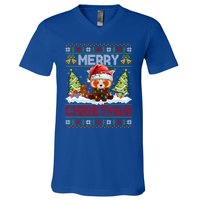 Xmas Tree Ugly Santa Hat Red Panda Christmas Great Gift V-Neck T-Shirt