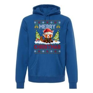 Xmas Tree Ugly Santa Hat Red Panda Christmas Great Gift Premium Hoodie