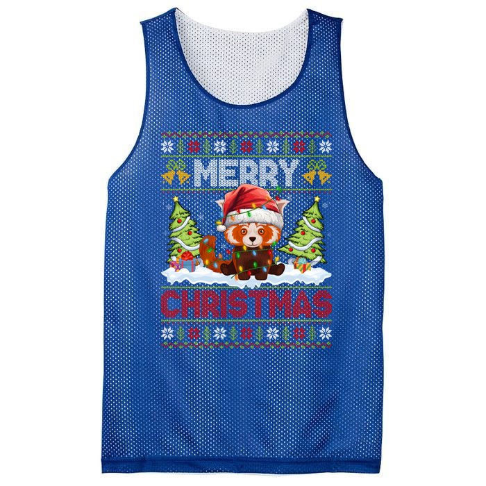 Xmas Tree Ugly Santa Hat Red Panda Christmas Great Gift Mesh Reversible Basketball Jersey Tank