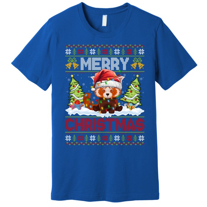 Xmas Tree Ugly Santa Hat Red Panda Christmas Great Gift Premium T-Shirt