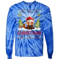 Xmas Tree Ugly Santa Hat Red Panda Christmas Great Gift Tie-Dye Long Sleeve Shirt