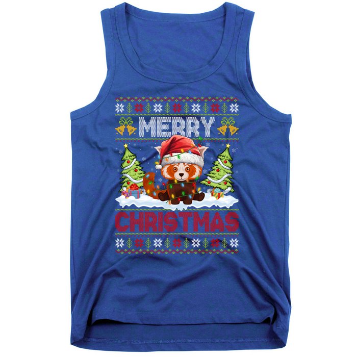 Xmas Tree Ugly Santa Hat Red Panda Christmas Great Gift Tank Top