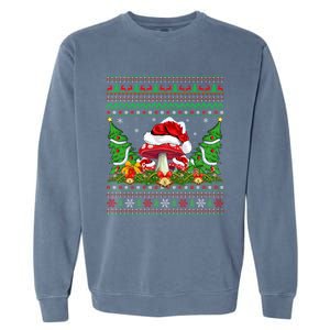 Xmas Tree Ugly Santa Hat Mushroom Christmas Great Gift Garment-Dyed Sweatshirt