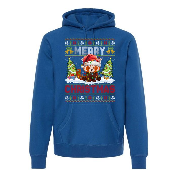 Xmas Tree Ugly Santa Hat Red Panda Christmas Gift Premium Hoodie