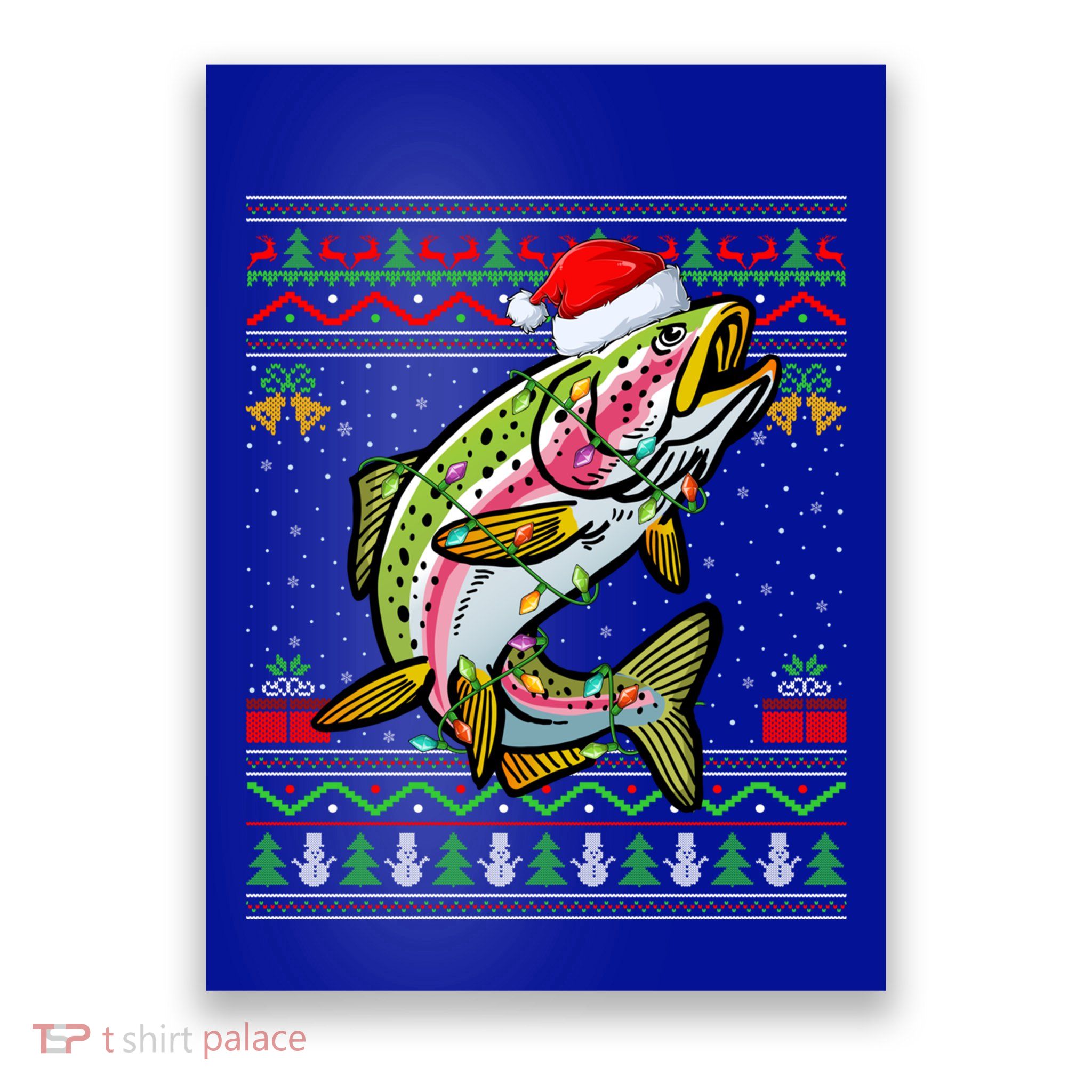 Xmas Ugly Style Santa Rainbow Trout Fish Christmas Gift Poster