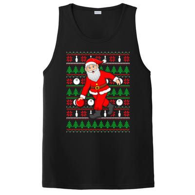 Xmas Ugly Sweater Style Santa Playing Bowling Christmas Gift PosiCharge Competitor Tank