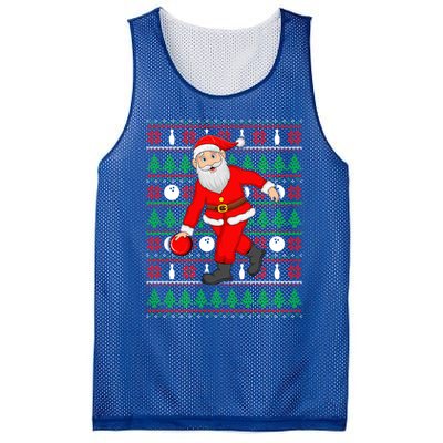 Xmas Ugly Sweater Style Santa Playing Bowling Christmas Gift Mesh Reversible Basketball Jersey Tank