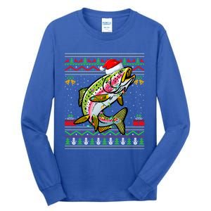 Xmas Ugly Sweater Style Santa Rainbow Trout Fish Christmas Meaningful Gift Tall Long Sleeve T-Shirt