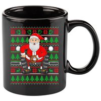 Xmas Ugly Sweater Style Santa Playing Baseball Christmas 11oz C Handle Ceramic Mug