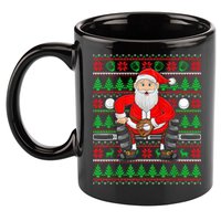 Xmas Ugly Sweater Style Santa Playing Baseball Christmas 11oz C Handle Ceramic Mug
