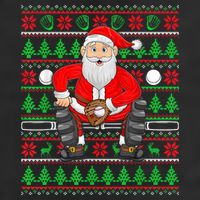 Xmas Ugly Sweater Style Santa Playing Baseball Christmas 11oz C Handle Ceramic Mug