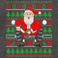 Xmas Ugly Sweater Style Santa Playing Baseball Christmas Vector Backpack
