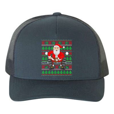 Xmas Ugly Sweater Style Santa Playing Baseball Christmas Yupoong Adult 5-Panel Trucker Hat