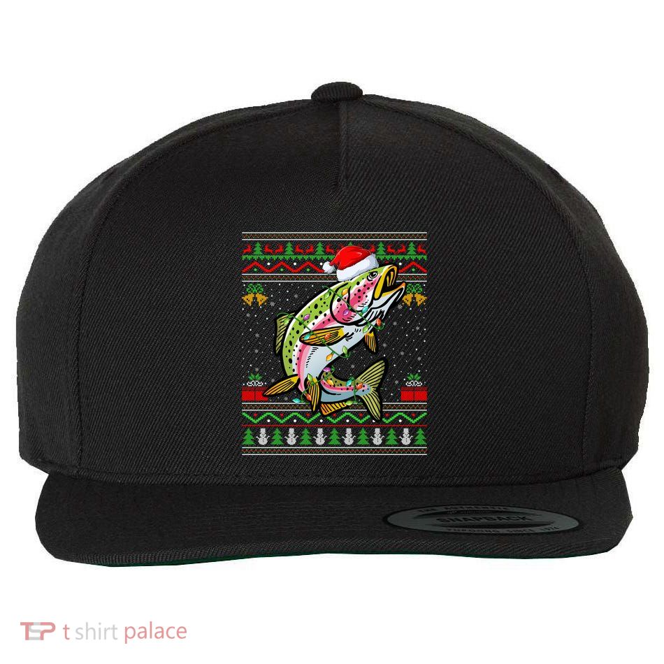 Xmas Ugly Style Santa Rainbow Trout Fish Christmas Gift Wool Snapback Cap