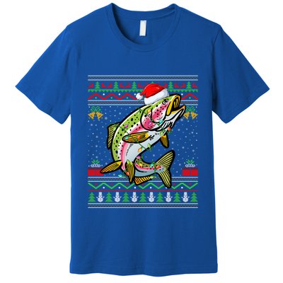 Xmas Ugly Style Santa Rainbow Trout Fish Christmas Gift Premium T-Shirt