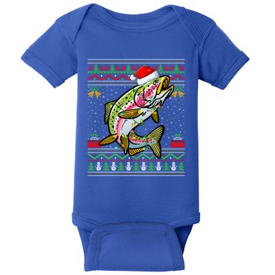 Xmas Ugly Style Santa Rainbow Trout Fish Christmas Gift Baby Bodysuit