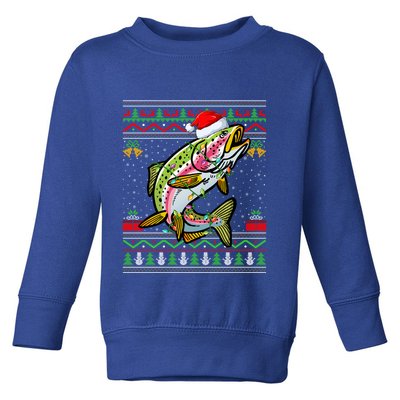 Xmas Ugly Style Santa Rainbow Trout Fish Christmas Gift Toddler Sweatshirt