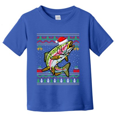 Xmas Ugly Style Santa Rainbow Trout Fish Christmas Gift Toddler T-Shirt