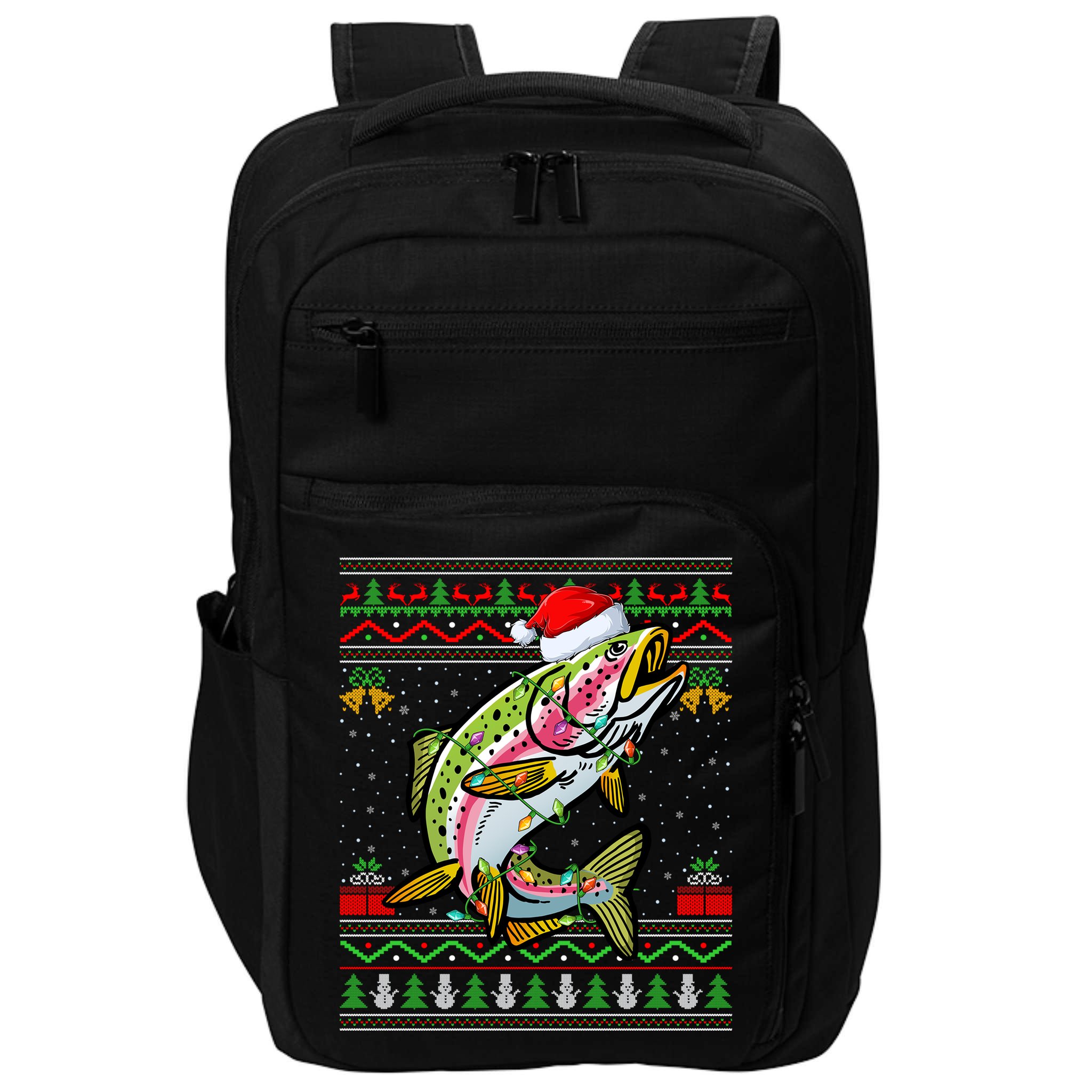 Xmas Ugly Sweater Style Santa Rainbow Trout Fish Christmas Meaningful Gift Impact Tech Backpack