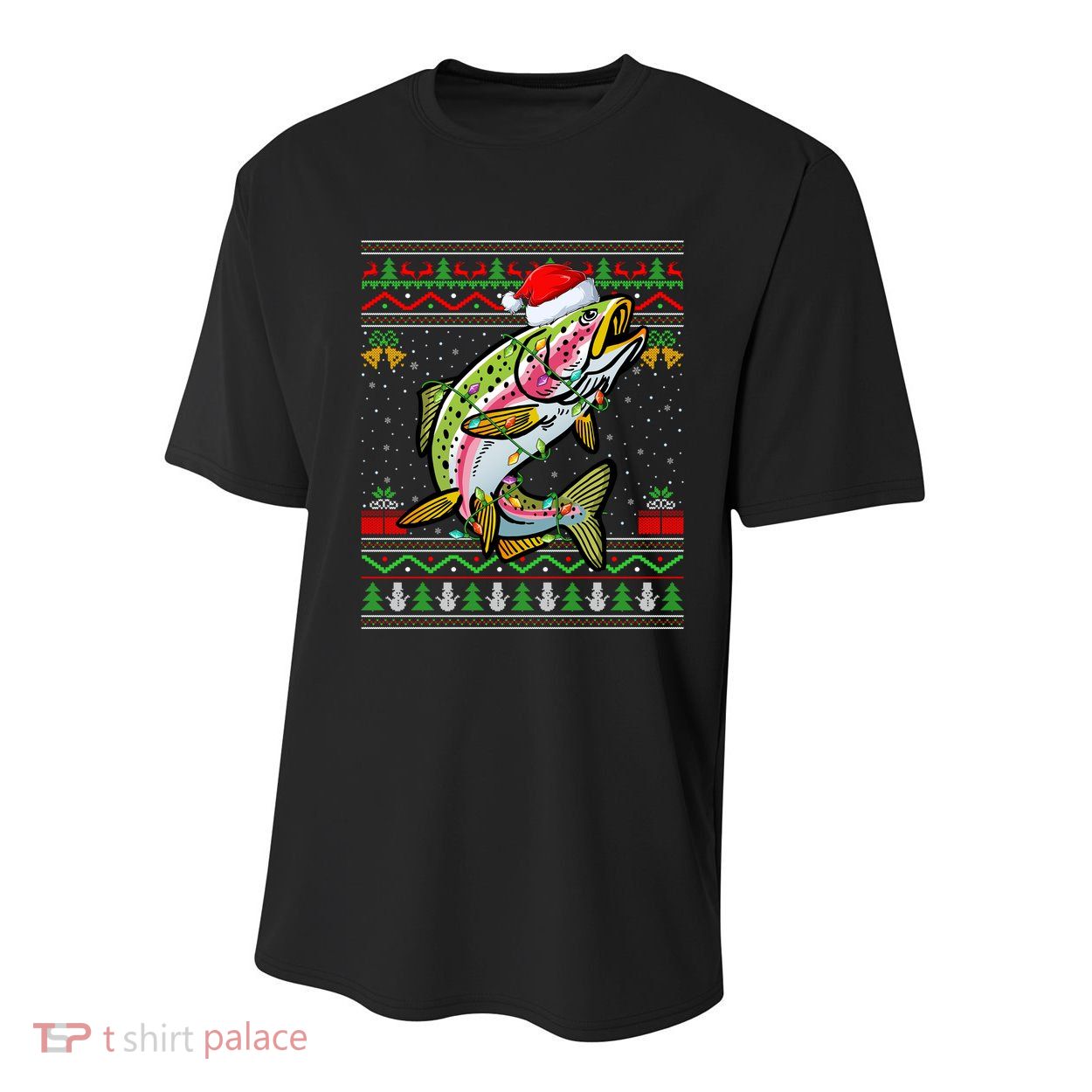 Xmas Ugly Sweater Style Santa Rainbow Trout Fish Christmas Meaningful Gift Youth Performance Sprint T-Shirt