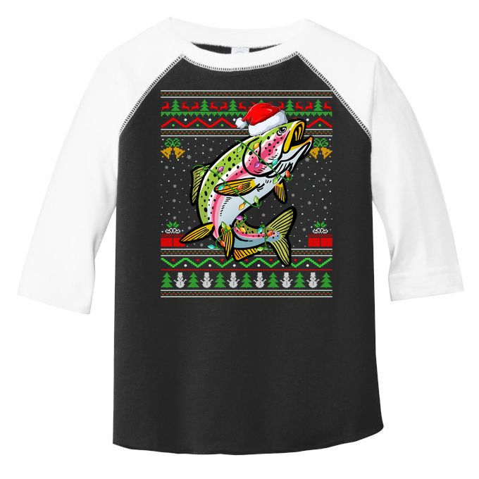 Xmas Ugly Sweater Style Santa Rainbow Trout Fish Christmas Meaningful Gift Toddler Fine Jersey T-Shirt