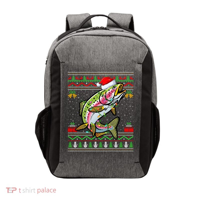 Xmas Ugly Sweater Style Santa Rainbow Trout Fish Christmas Meaningful Gift Vector Backpack