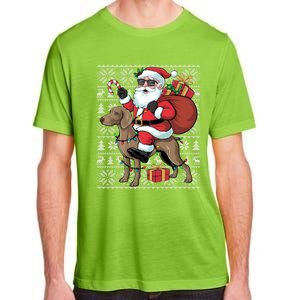 Xmas Ugly Santa Riding Rhodesian Ridgeback Dog Christmas Gift Adult ChromaSoft Performance T-Shirt