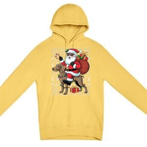 Xmas Ugly Santa Riding Rhodesian Ridgeback Dog Christmas Gift Premium Pullover Hoodie