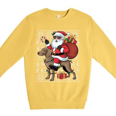 Xmas Ugly Santa Riding Rhodesian Ridgeback Dog Christmas Gift Premium Crewneck Sweatshirt