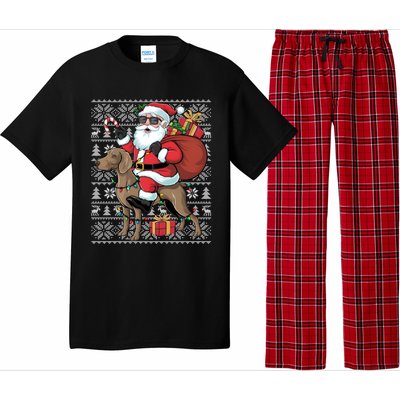 Xmas Ugly Santa Riding Rhodesian Ridgeback Dog Christmas Gift Pajama Set