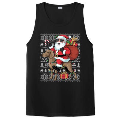 Xmas Ugly Santa Riding Rhodesian Ridgeback Dog Christmas Gift PosiCharge Competitor Tank