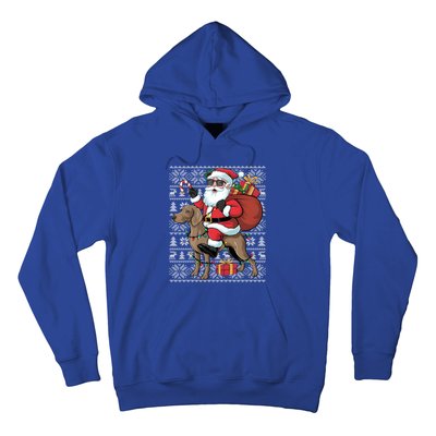 Xmas Ugly Santa Riding Rhodesian Ridgeback Dog Christmas Gift Hoodie