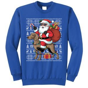 Xmas Ugly Santa Riding Rhodesian Ridgeback Dog Christmas Gift Sweatshirt