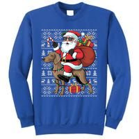 Xmas Ugly Santa Riding Rhodesian Ridgeback Dog Christmas Gift Sweatshirt