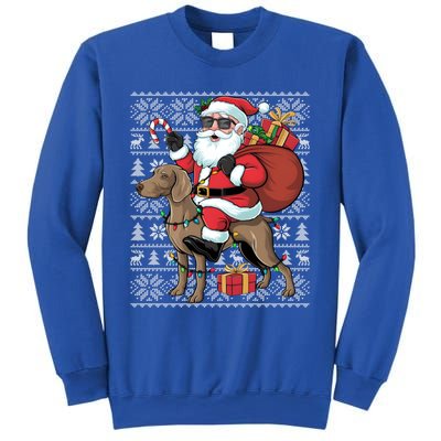 Xmas Ugly Santa Riding Rhodesian Ridgeback Dog Christmas Gift Sweatshirt