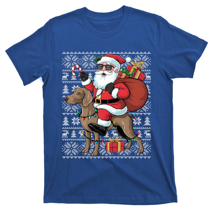 Xmas Ugly Santa Riding Rhodesian Ridgeback Dog Christmas Gift T-Shirt