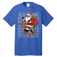 Xmas Ugly Santa Riding Rhodesian Ridgeback Dog Christmas Gift Tall T-Shirt