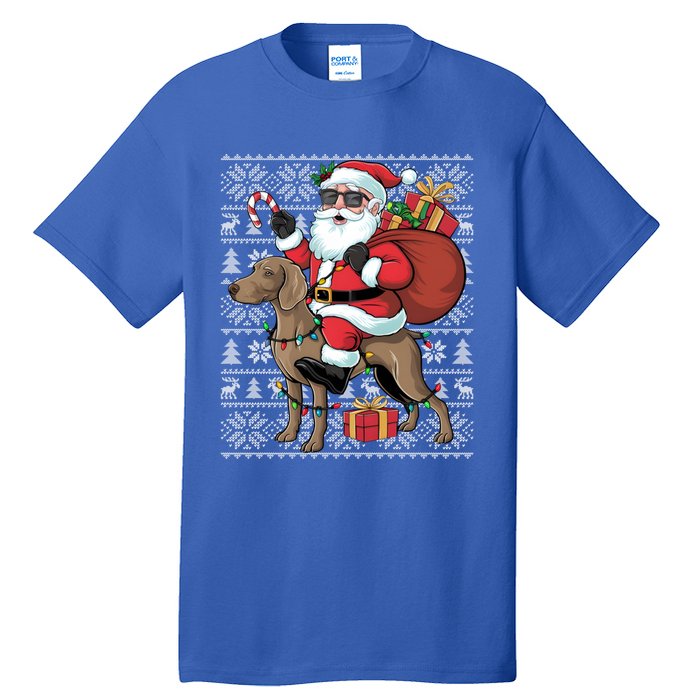 Xmas Ugly Santa Riding Rhodesian Ridgeback Dog Christmas Gift Tall T-Shirt