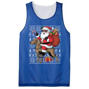 Xmas Ugly Santa Riding Rhodesian Ridgeback Dog Christmas Gift Mesh Reversible Basketball Jersey Tank