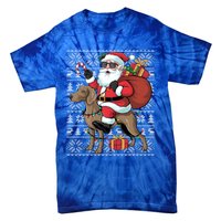 Xmas Ugly Santa Riding Rhodesian Ridgeback Dog Christmas Gift Tie-Dye T-Shirt