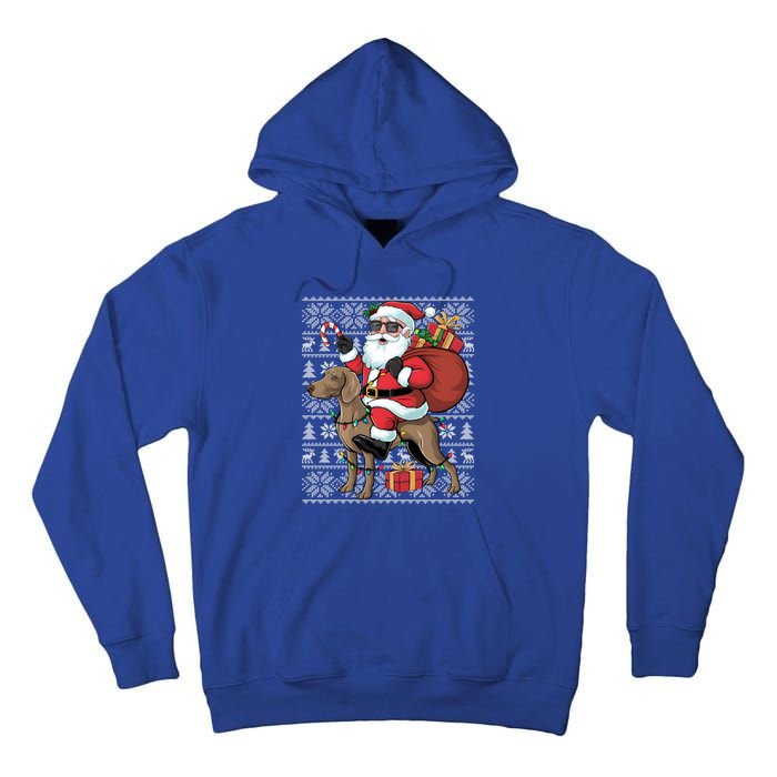 Xmas Ugly Santa Riding Rhodesian Ridgeback Dog Christmas Gift Tall Hoodie